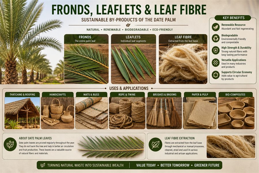 Palm leaf mats, baskets and crates